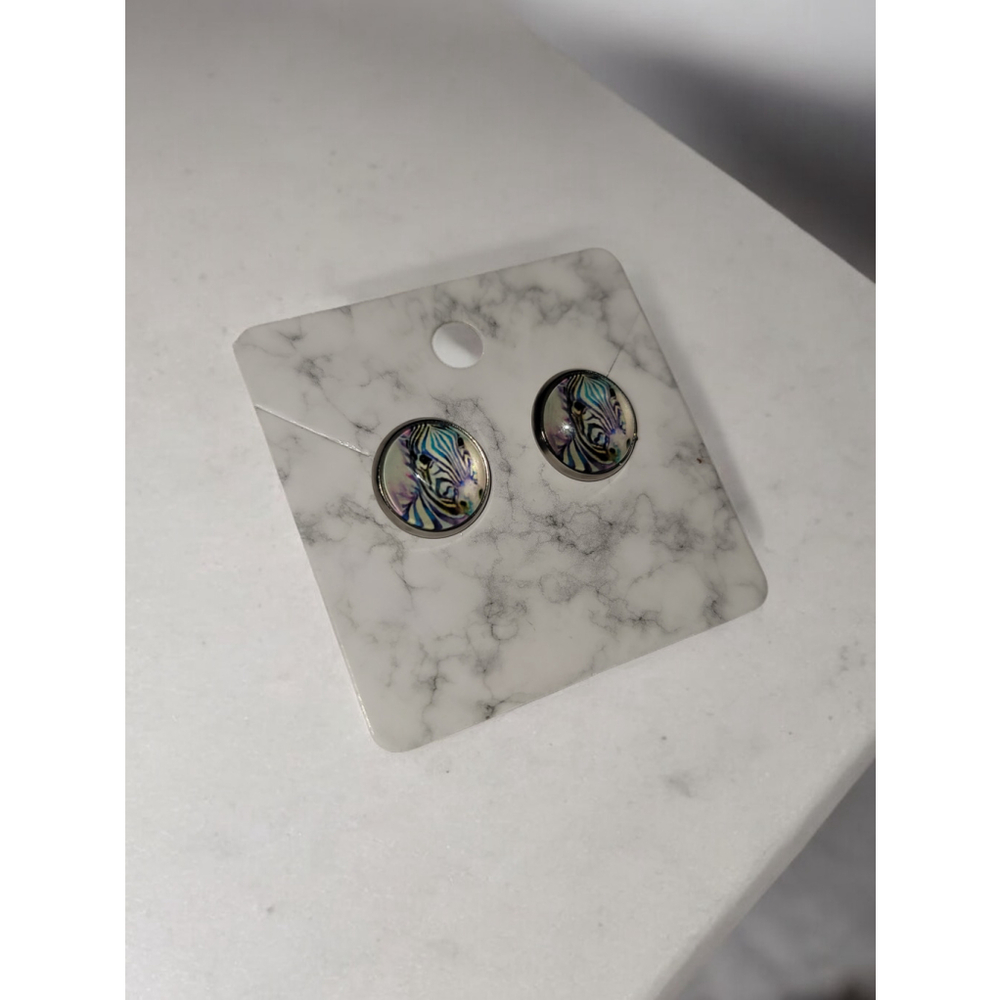 Zebra post stud earrings EDS Ehlers danlos syndrome awareness